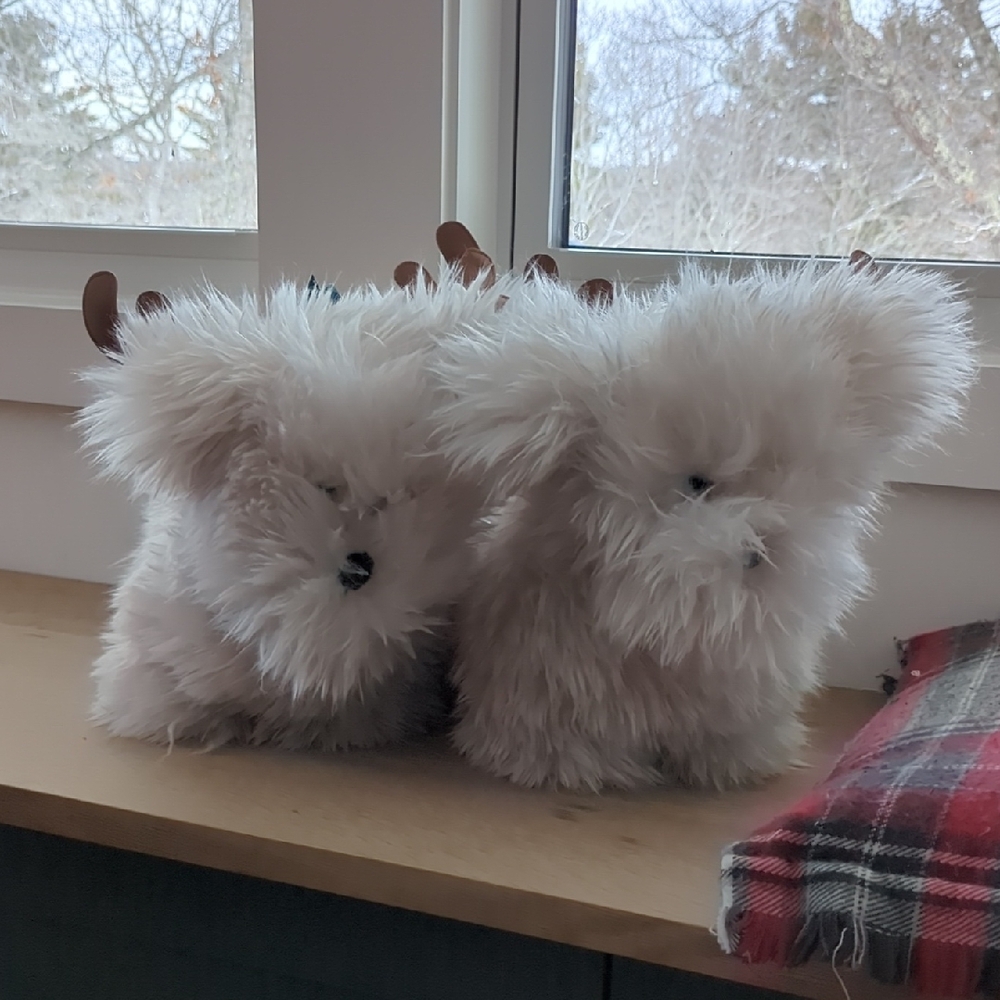 Set (2) Pottery Barn Plush White Pup Stuffed Animals - Picture 6 of 6